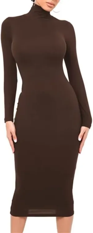 Xuan2Xuan3 Women's Dresses Fall Long Sleeve Snake Printed Zipper Neck Knit Bodycon Evening Party Long Dress