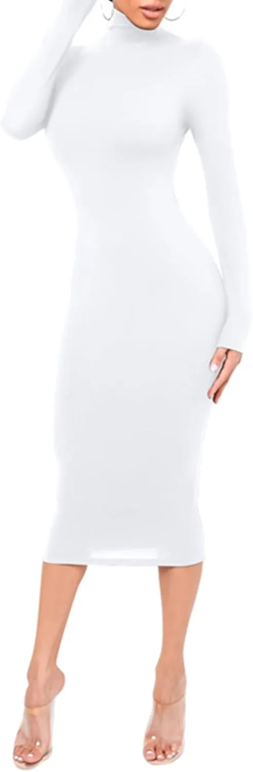 Xuan2Xuan3 Women's Dresses Fall Long Sleeve Snake Printed Zipper Neck Knit Bodycon Evening Party Long Dress