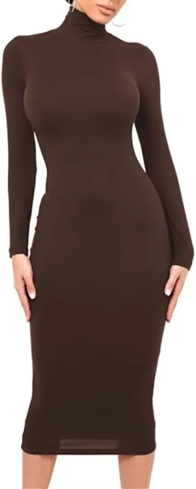 Xuan2Xuan3 Women's Dresses Fall Long Sleeve Snake Printed Zipper Neck Knit Bodycon Evening Party Long Dress