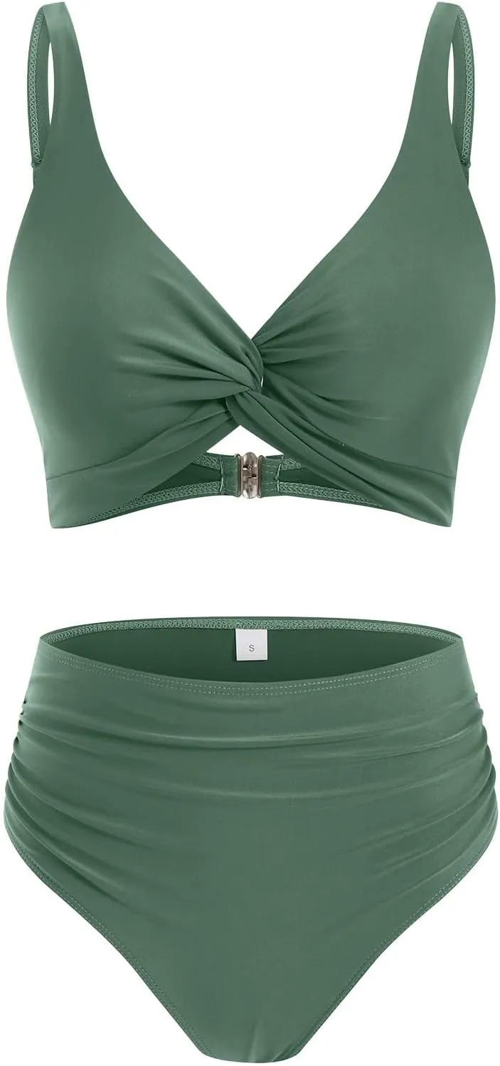 yardsong Bikini Sets for Women Two Piece Sexy Bathing Suits Twist Knot Push Up Bikini Top High Waisted Bottoms Swimsuits