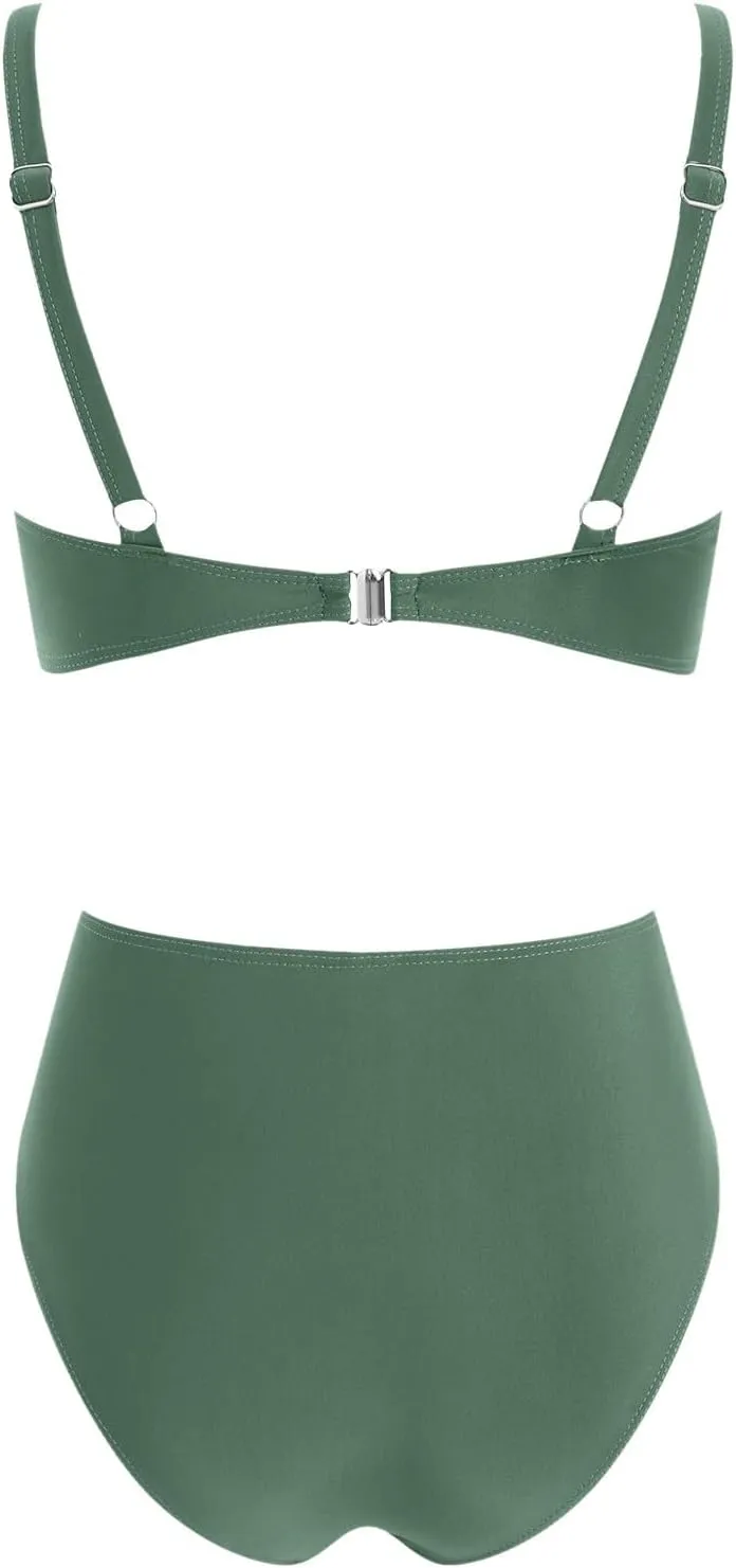 yardsong Bikini Sets for Women Two Piece Sexy Bathing Suits Twist Knot Push Up Bikini Top High Waisted Bottoms Swimsuits