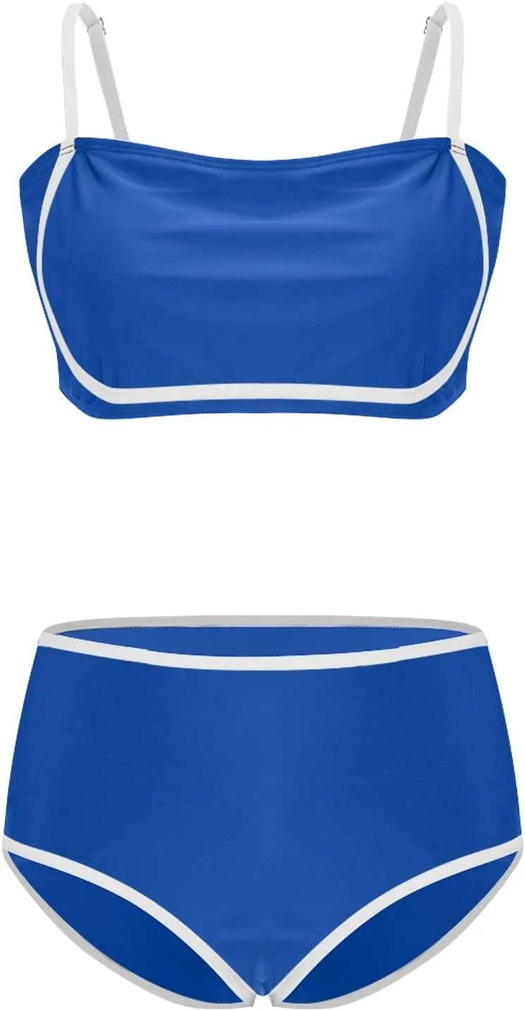 yardsong High Waisted Bikini Sets for Women Two Piece Swimsuit Adjustable Spaghetti Straps High Waist Bathing Suits