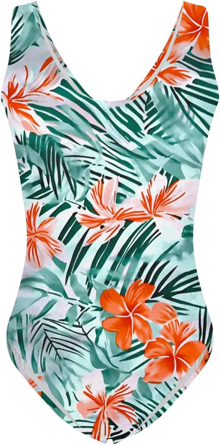 yardsong One Piece Swimsuit Women Tummy Control Floral Print Bathing Suits Scoop Neck Slimming Conservative Swimwear