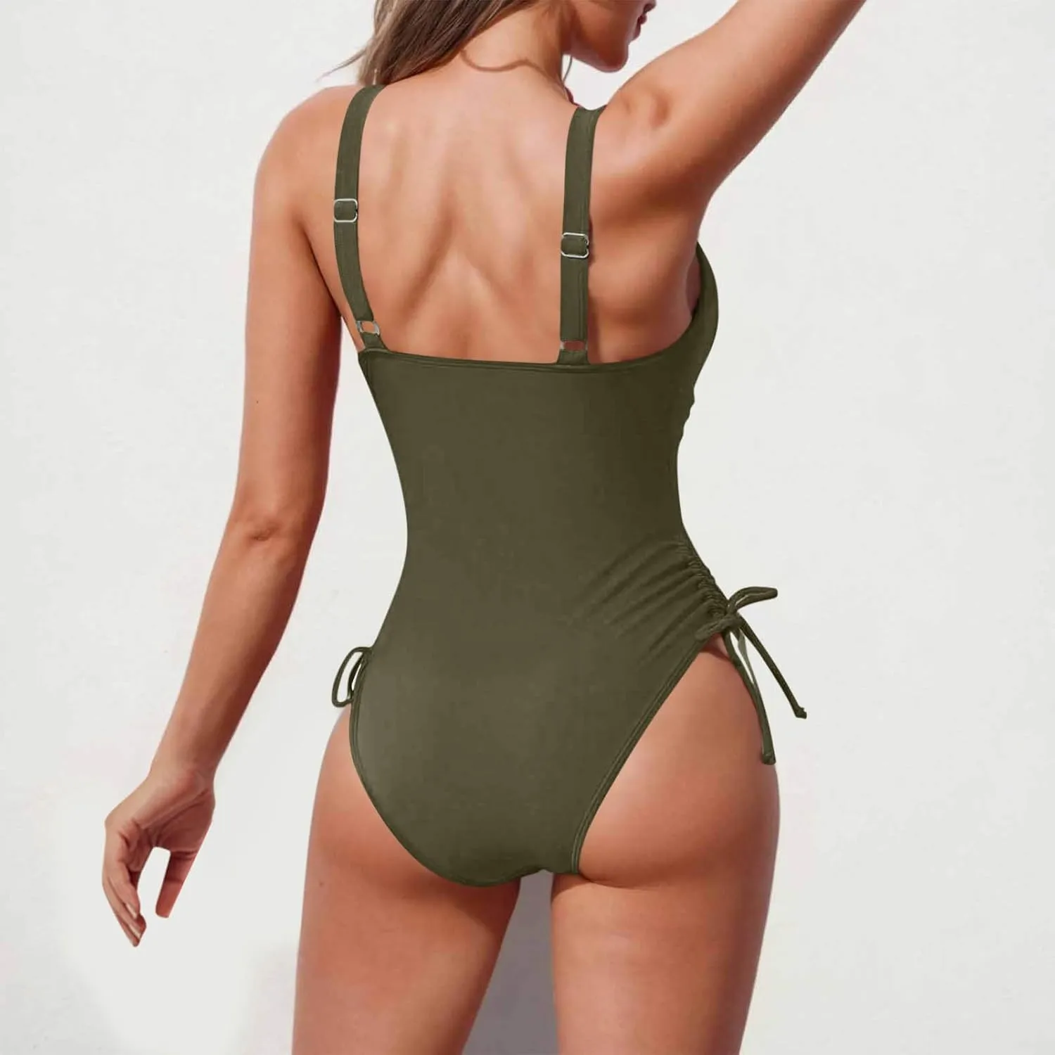 yardsong One Piece Swimsuit Women Tummy Control V Neck Twist Knot Bathing Suits Adjustable Shoulder Straps Swimwear