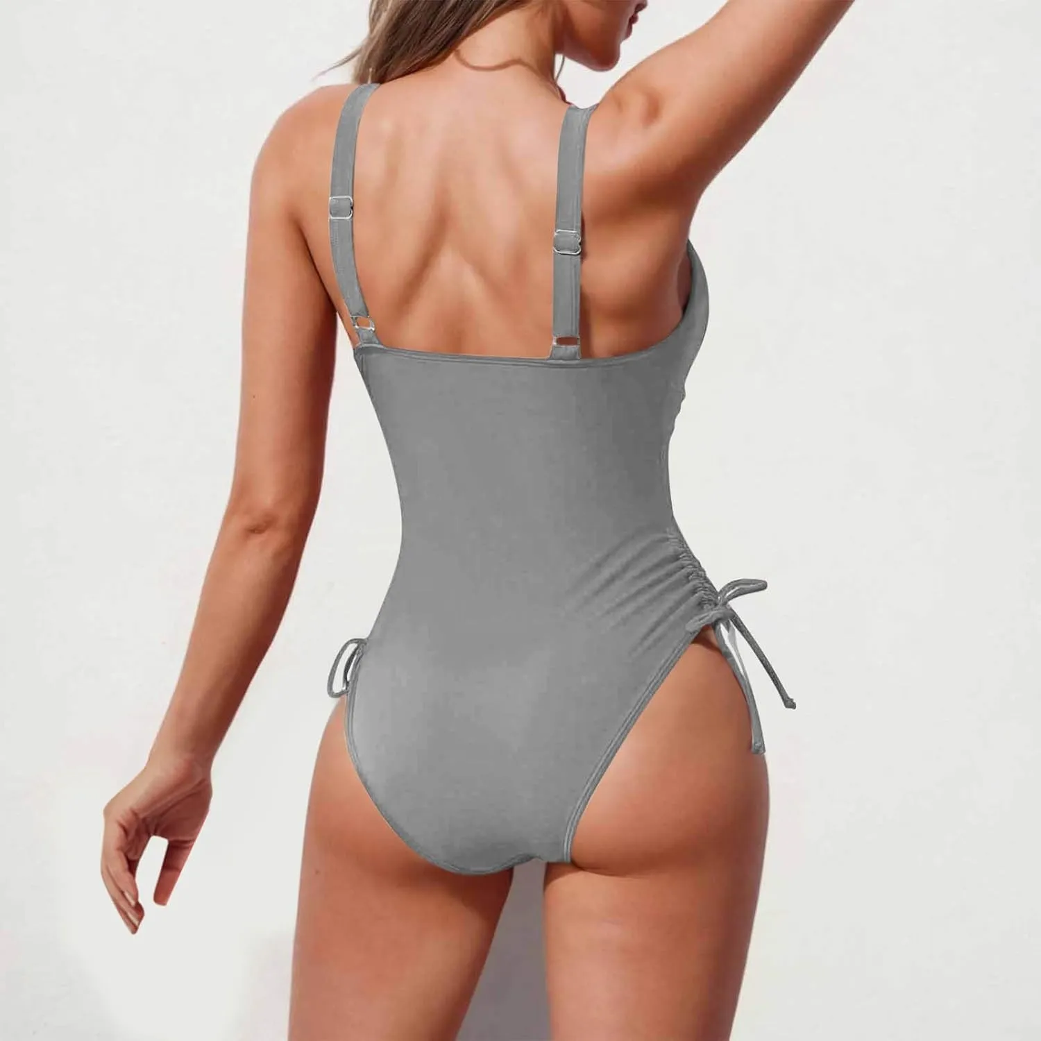yardsong One Piece Swimsuit Women Tummy Control V Neck Twist Knot Bathing Suits Adjustable Shoulder Straps Swimwear