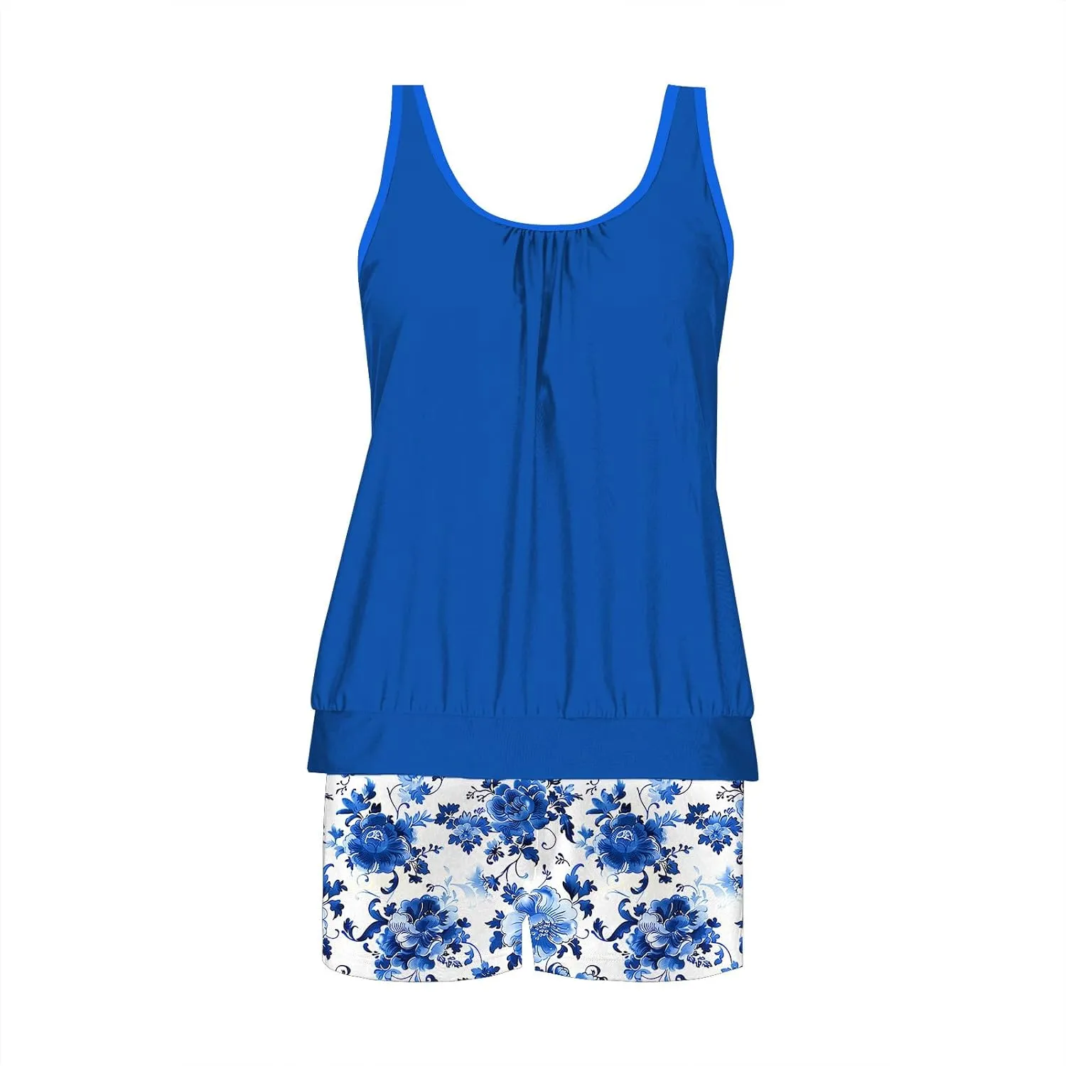 yardsong Tankini Swimsuits for Women Modest Two Piece Bathing Suits Blouson Swim Tank Top with Boy Shorts Trendy Swimwear