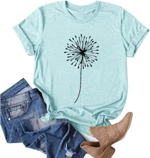 ZEFOTIM Sunflower Tops for Women 2024 Short Sleeve Crewneck Casual Summer Fashion Tops Shirts