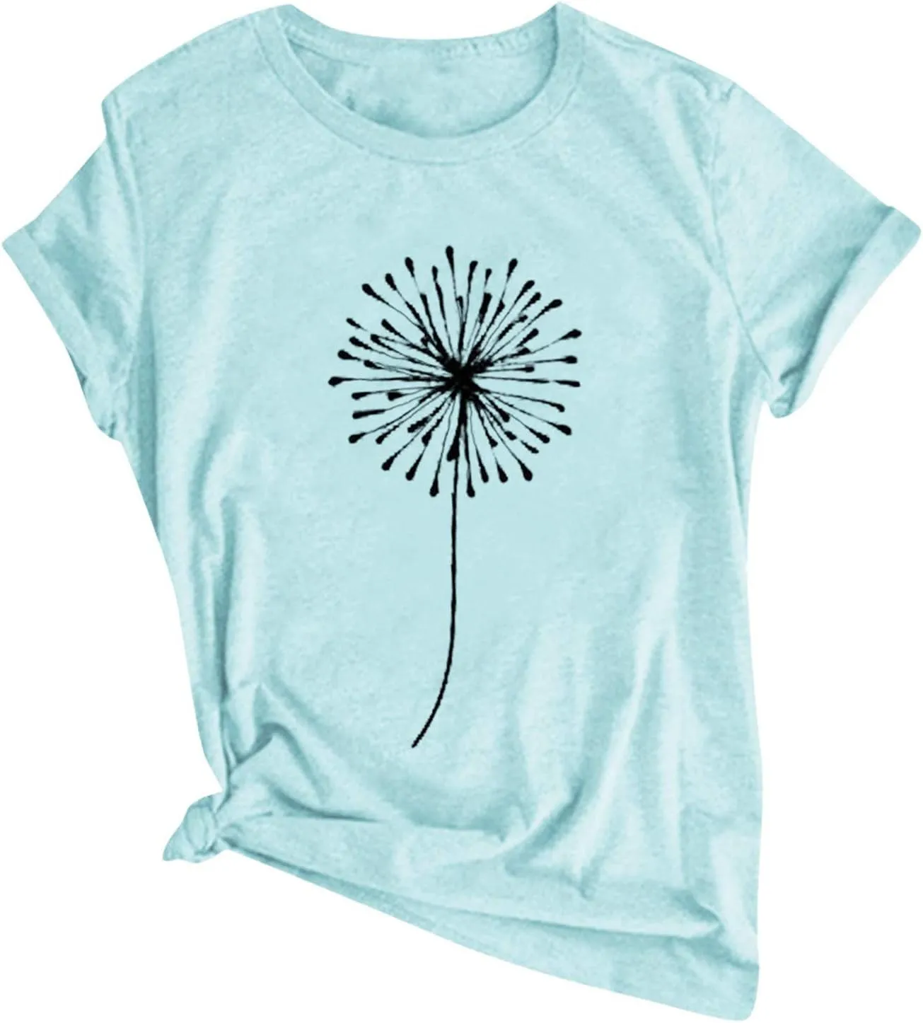 ZEFOTIM Sunflower Tops for Women 2024 Short Sleeve Crewneck Casual Summer Fashion Tops Shirts